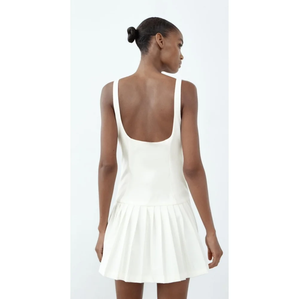Zara Pleated  Dress White Size S and L